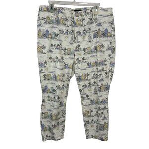 Talbots Jegging Crop Tropical Printed Beach Denim Ankle Pants Size 16P